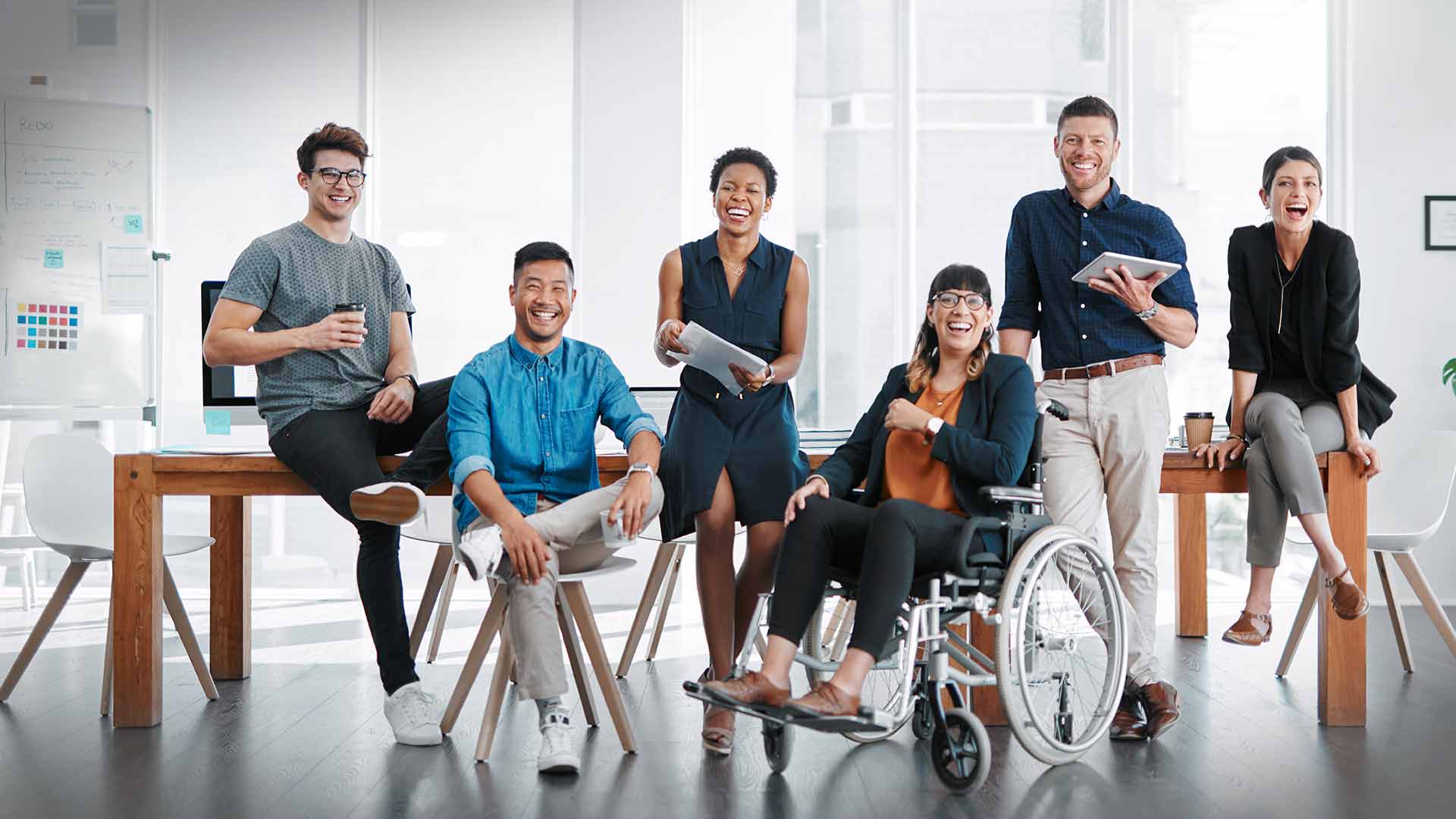group of people in professional clothing with visual diversity